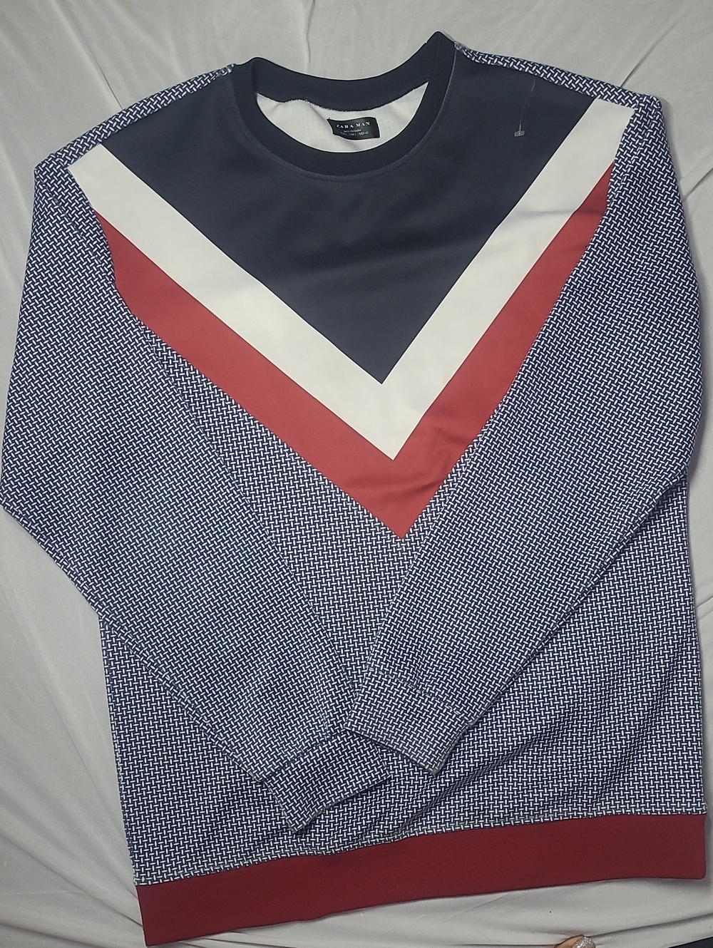 Navy, Red & White Chevron Crewneck Sweatshirt